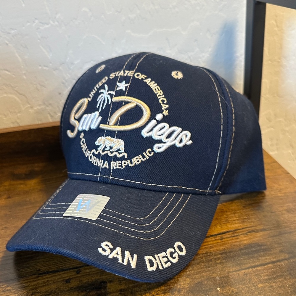 NEW Navy San Diego Embroidered Cap hat unisex womens men’s California Velcro